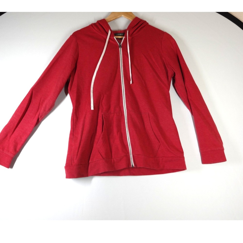 Eddie Bauer Full Zip Hoodie Womens M Red Heathered Gorpcore Activewear Hooded
